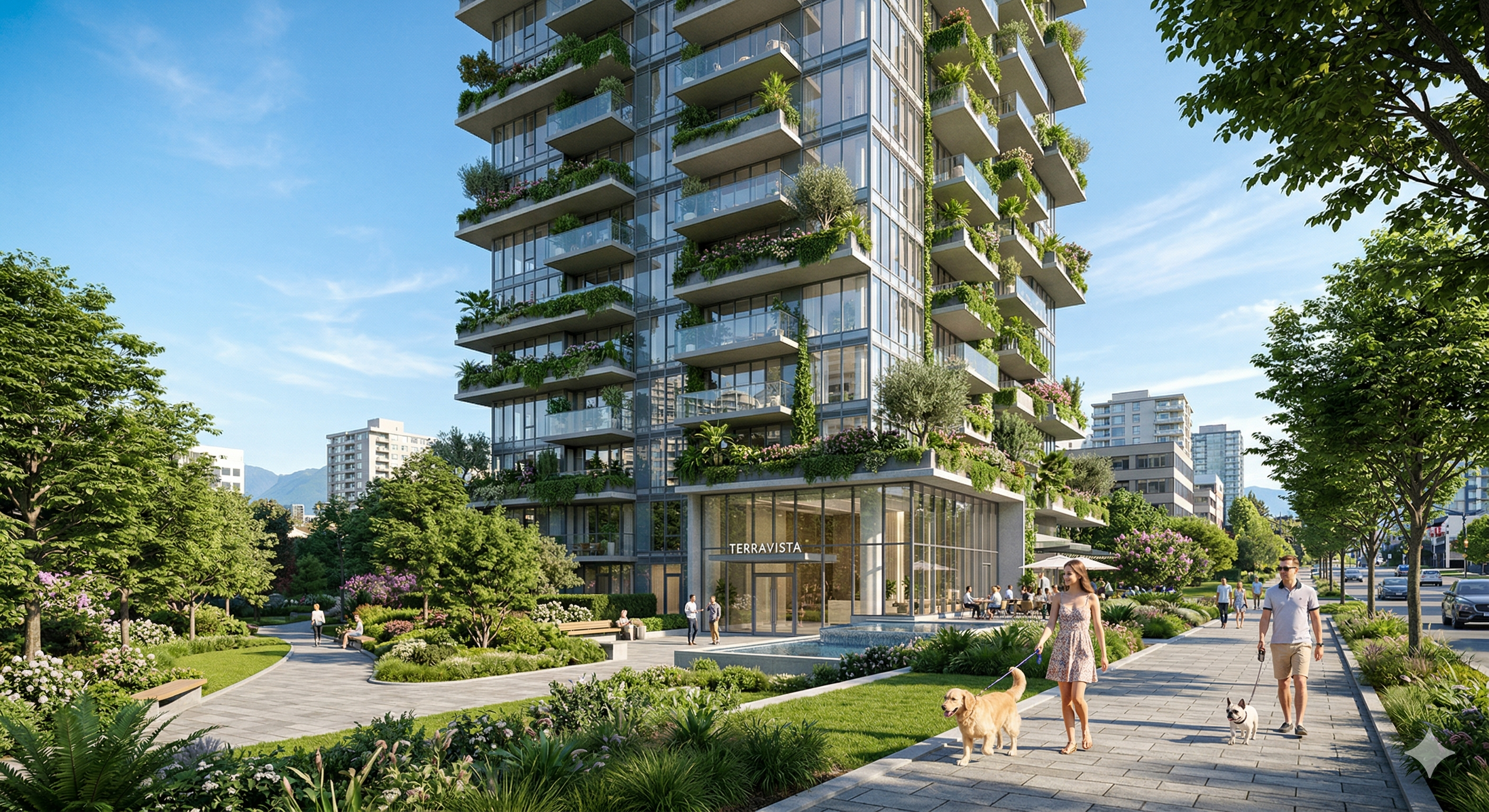Mellow Habitat exterior tower surrounded by gardens