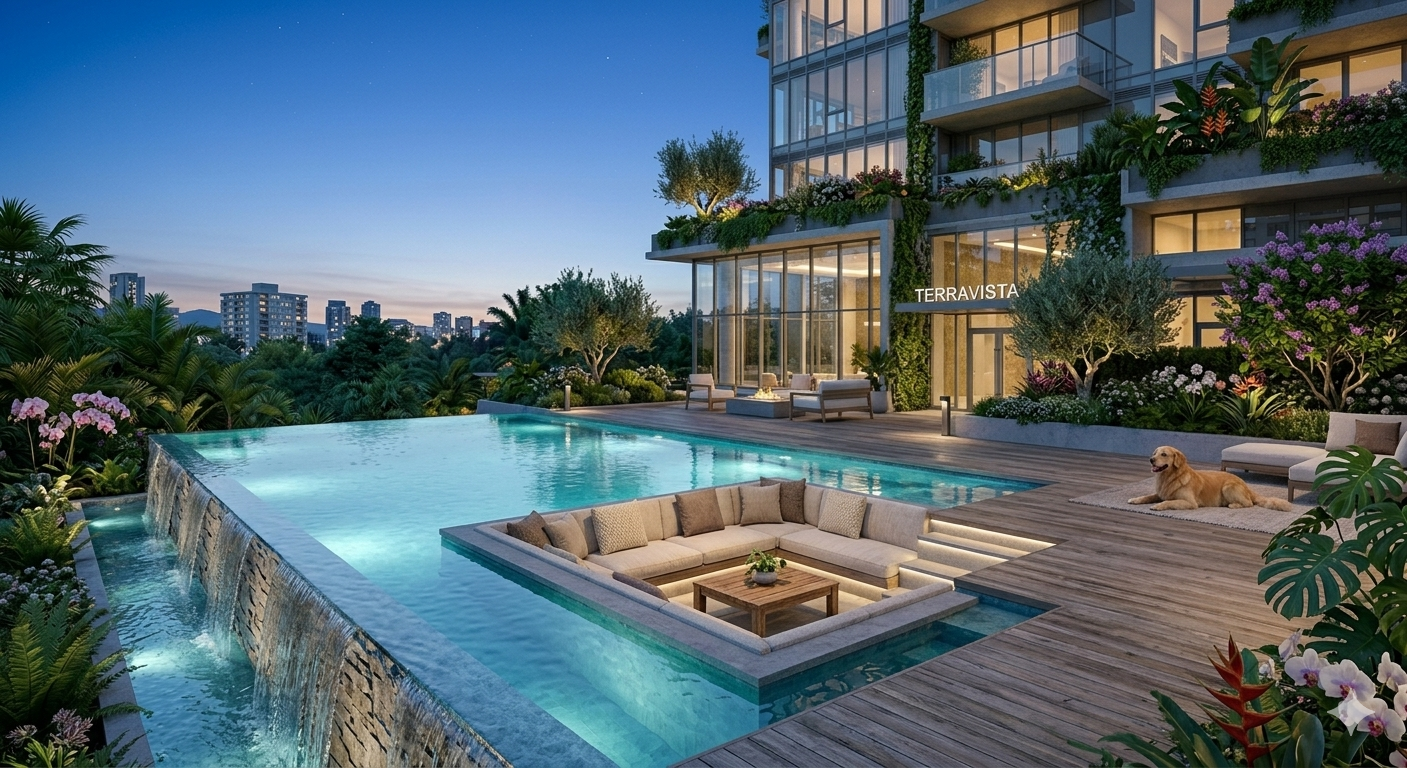 Corgi Space outdoor pool and dog-friendly atmosphere